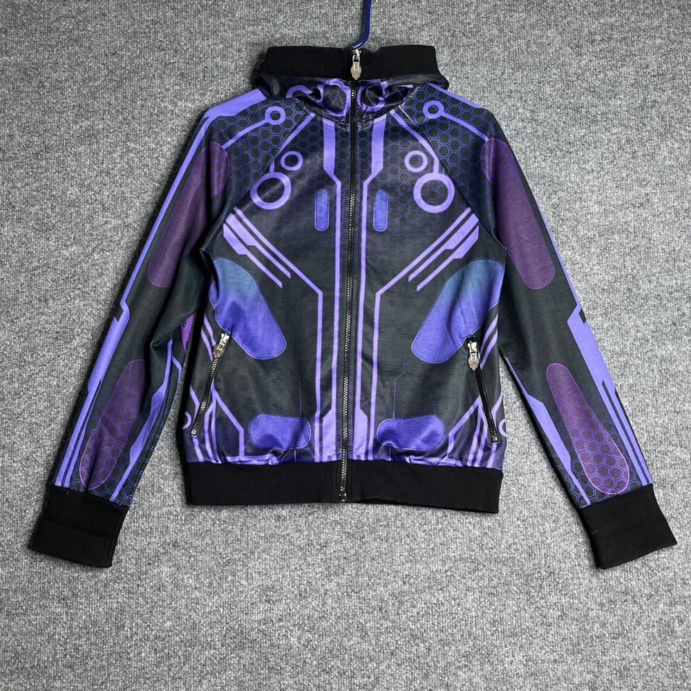 Cyberdog London Womens Purple Black Cyber Circuit Board Full Zip Hoodie Medium